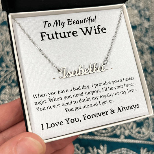 Future Wife, Mrs. Gift | I Love You Name Necklace 0733T1N