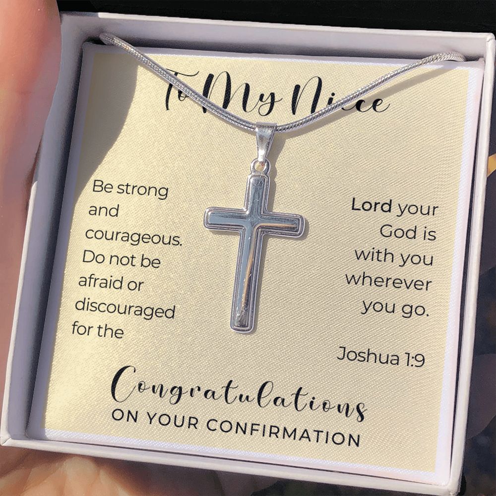 Confirmation Gift For Girl | Be Strong Cross Necklace 0824SSCN