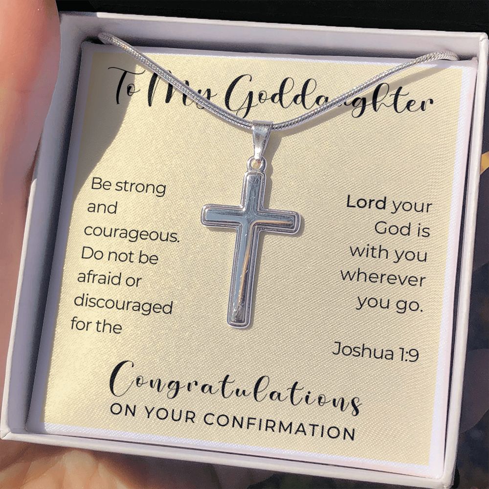 Confirmation Gift For Girl | Be Strong Cross Necklace 0822SSCN