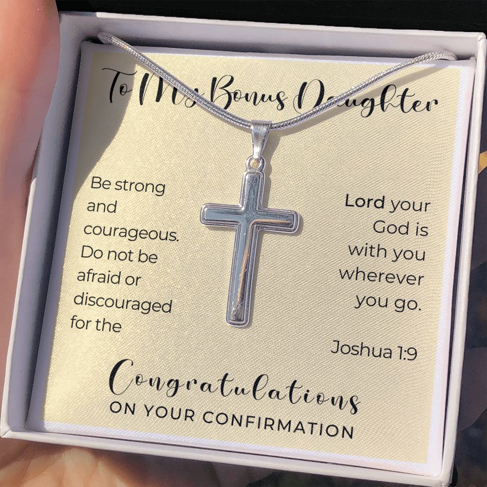 Confirmation Gift For Girl | Be Strong Cross Necklace 0823SSCN