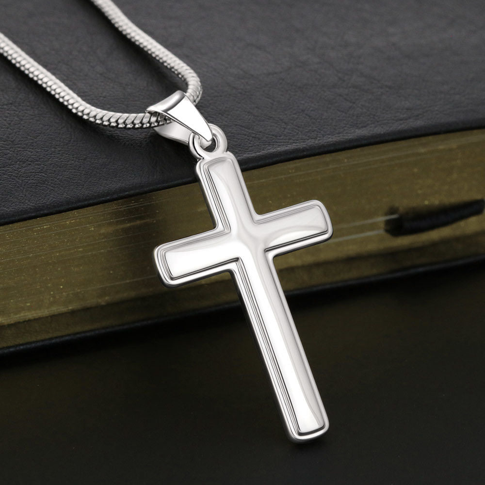 Christian Gift For Him - Grandson | Be Strong Cross Necklace 0805T3SSCN