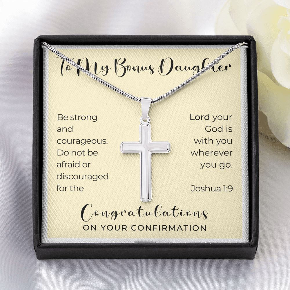 Confirmation Gift For Girl | Be Strong Cross Necklace 0823SSCN