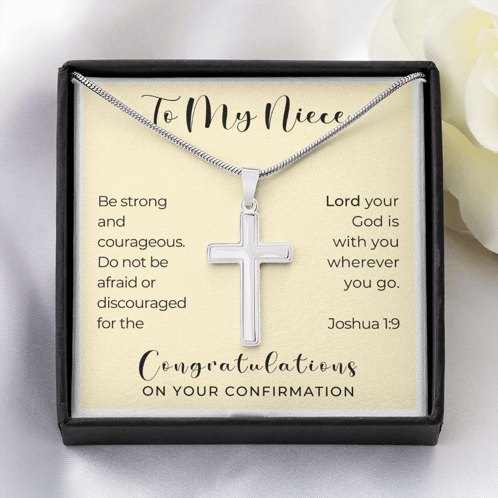 Confirmation Gift For Girl | Be Strong Cross Necklace 0824SSCN