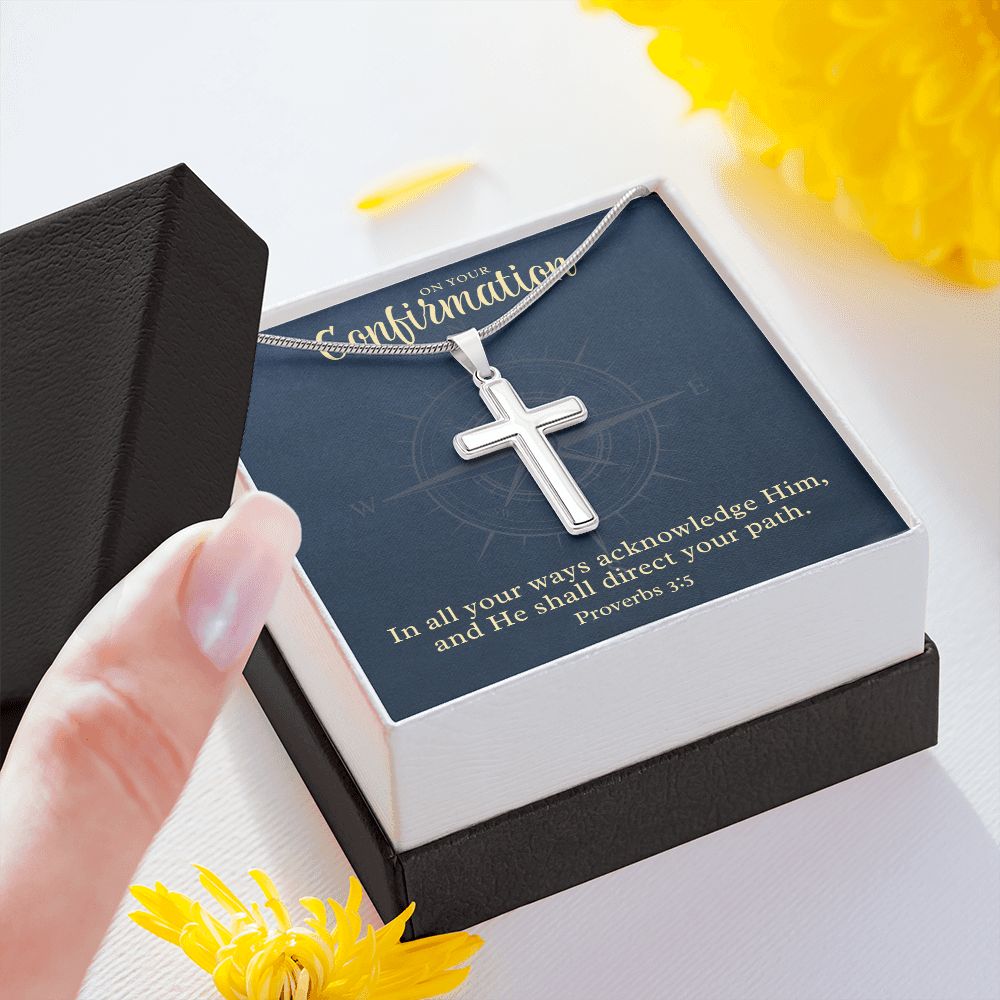 Confirmation Gift For Boy | Your Path Cross Necklace 0797T2SSCN