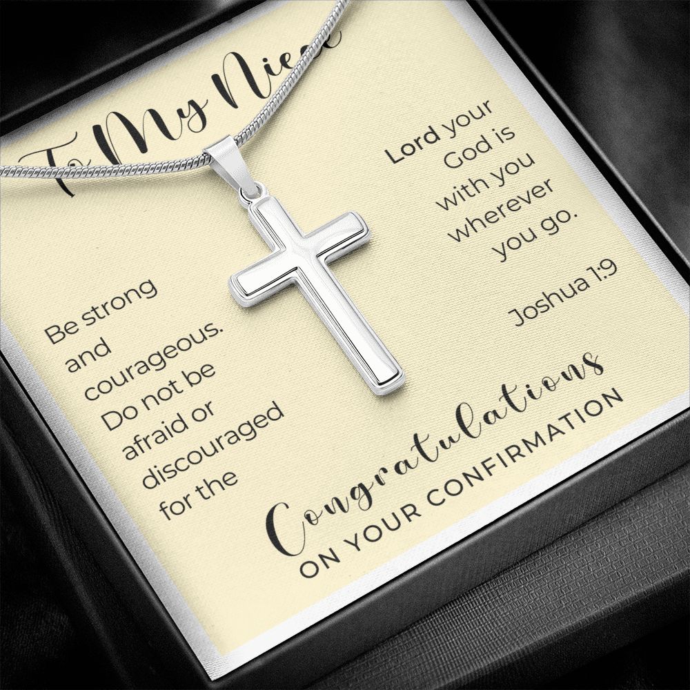 Confirmation Gift For Girl | Be Strong Cross Necklace 0824SSCN