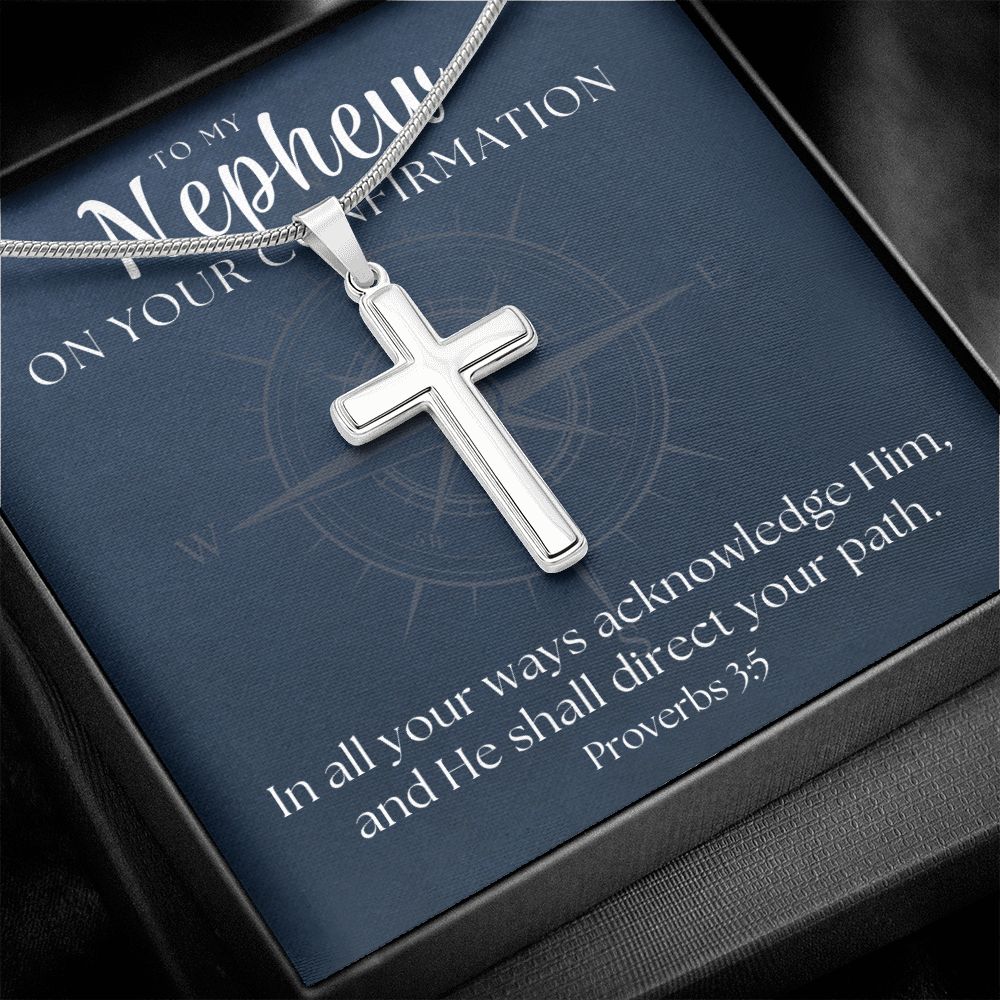 Confirmation Gift For Boy | Your Path Cross Necklace 0801SSCN