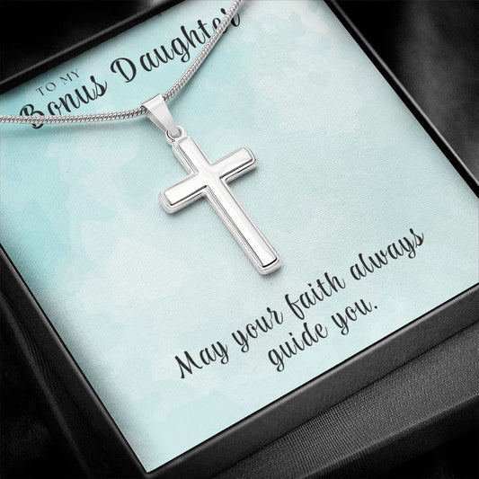Christian Gift For Her | Bonus Daughter Faith Cross Necklace 0811SSCN