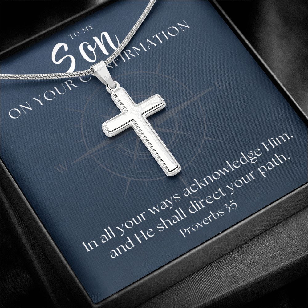 Confirmation Gift For Boy | Your Path Cross Necklace 0799SSCN