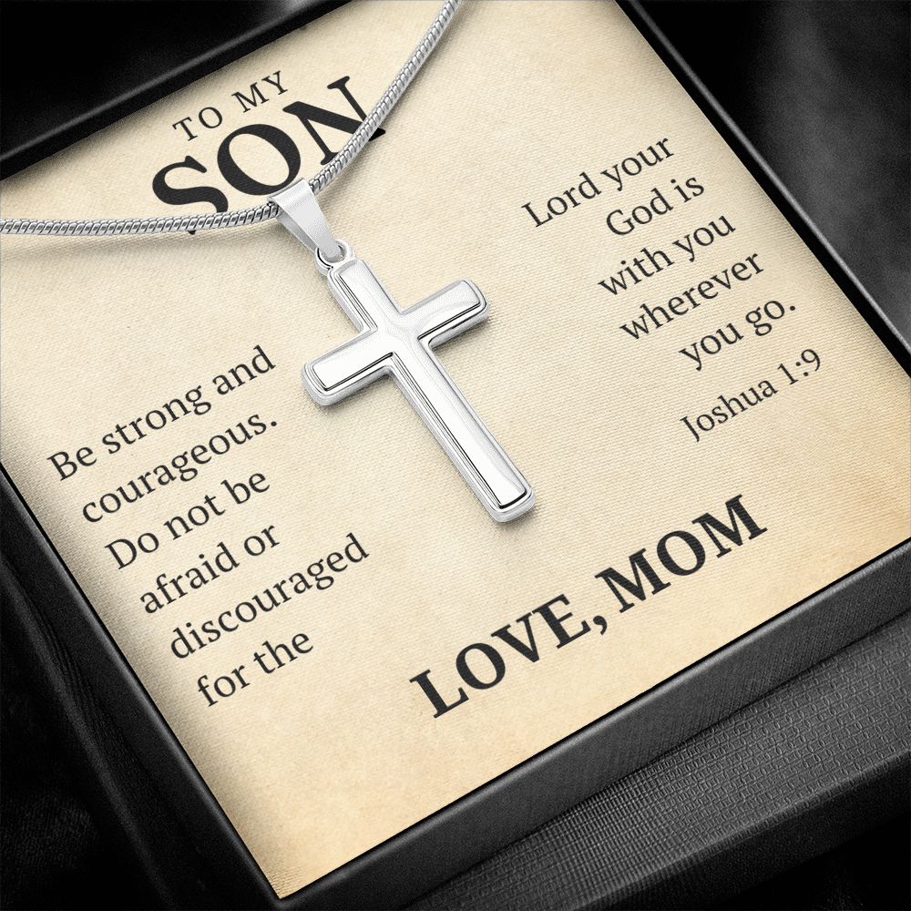 Christian Gift For Him - Son | Be Strong Cross Necklace 0804T3SSCN