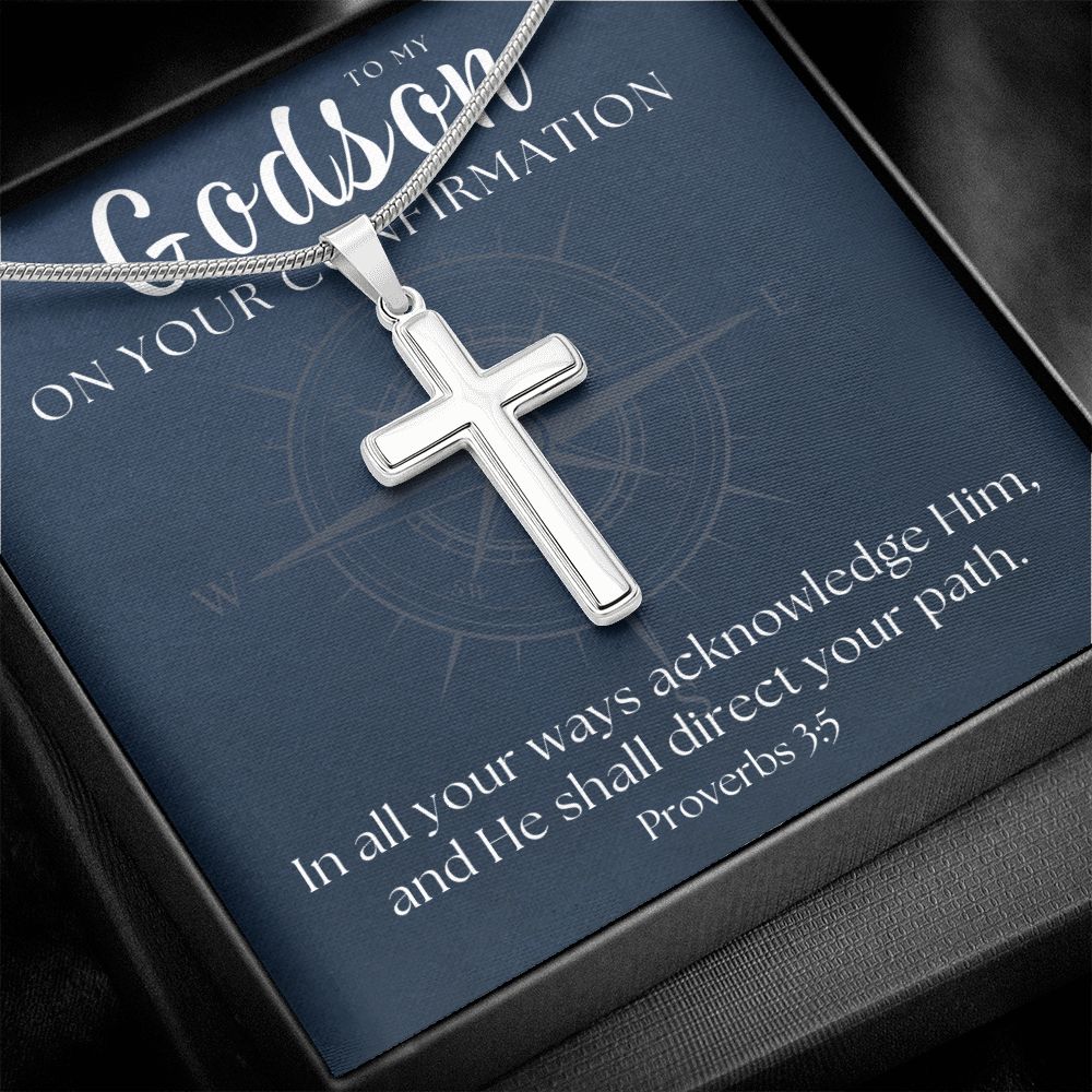 Confirmation Gift For Boy | Your Path Cross Necklace 0798SSCN