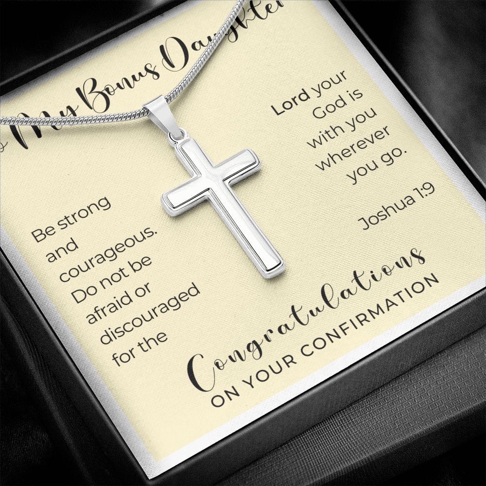 Confirmation Gift For Girl | Be Strong Cross Necklace 0823SSCN