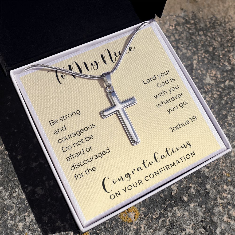 Confirmation Gift For Girl | Be Strong Cross Necklace 0824SSCN
