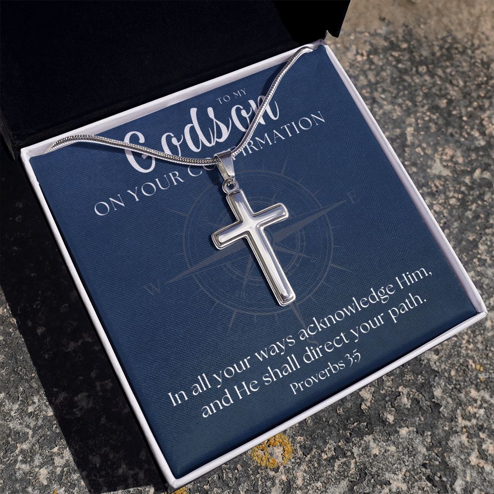 Confirmation Gift For Boy | Your Path Cross Necklace 0798SSCN