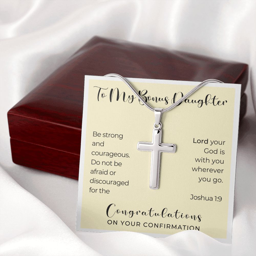 Confirmation Gift For Girl | Be Strong Cross Necklace 0823SSCN