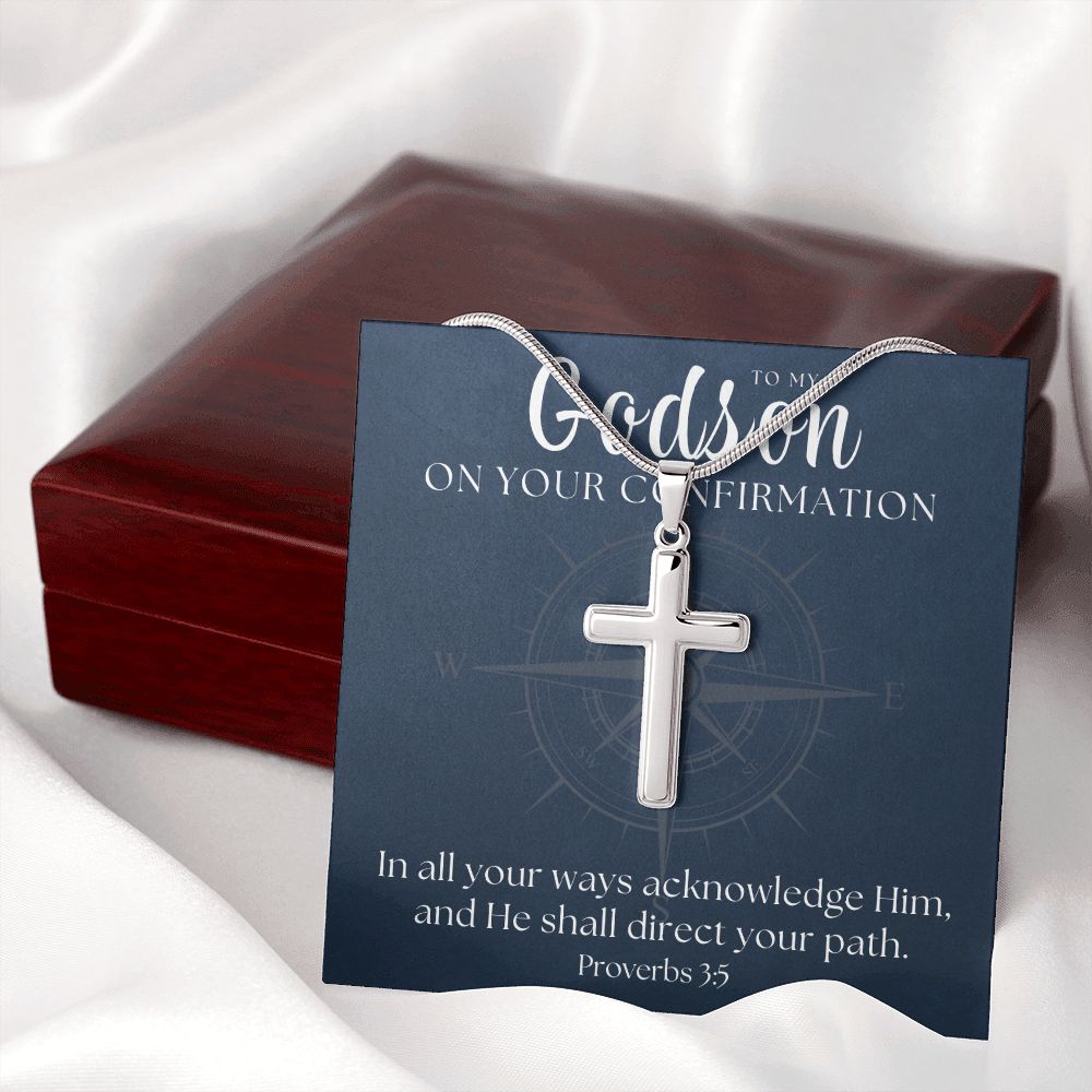 Confirmation Gift For Boy | Your Path Cross Necklace 0798SSCN