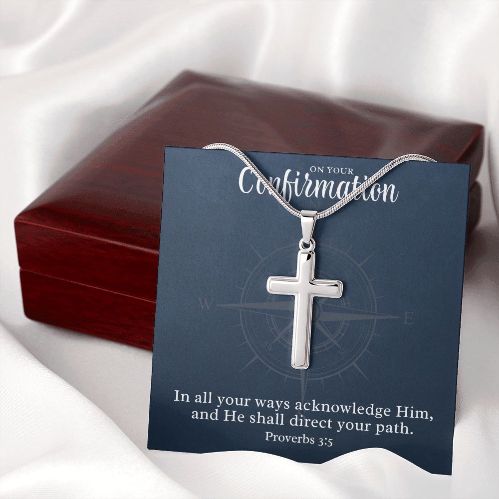 Confirmation Gift For Boy | Your Path Cross Necklace 0797T1SSCN