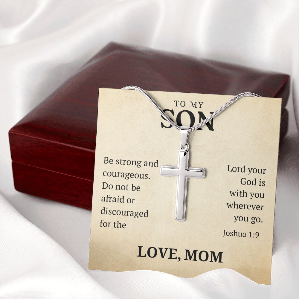 Christian Gift For Him - Son | Be Strong Cross Necklace 0804T3SSCN