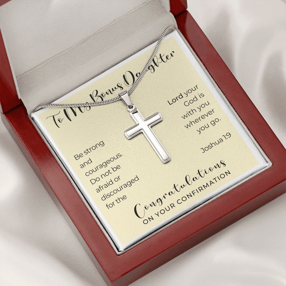 Confirmation Gift For Girl | Be Strong Cross Necklace 0823SSCN