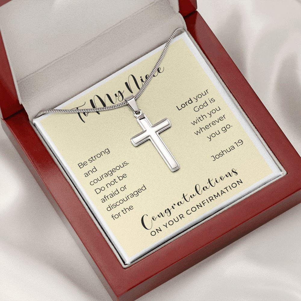 Confirmation Gift For Girl | Be Strong Cross Necklace 0824SSCN
