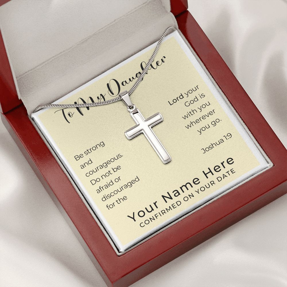 Personalized Confirmation Gift for Girl - Daughter | Cross Stainless Steel Necklace 0820T2SSCN