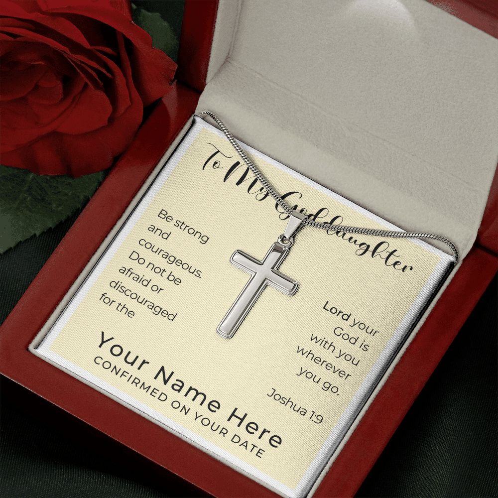 Personalized Confirmation Gift for Girl - Goddaughter | Cross Stainless Steel Necklace 0822T2SSCN