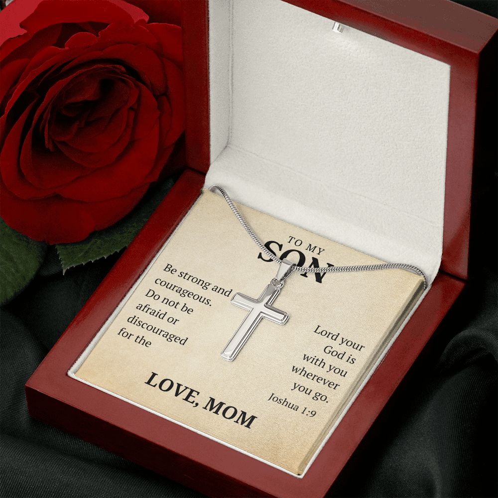 Christian Gift For Him - Son | Be Strong Cross Necklace 0804T3SSCN