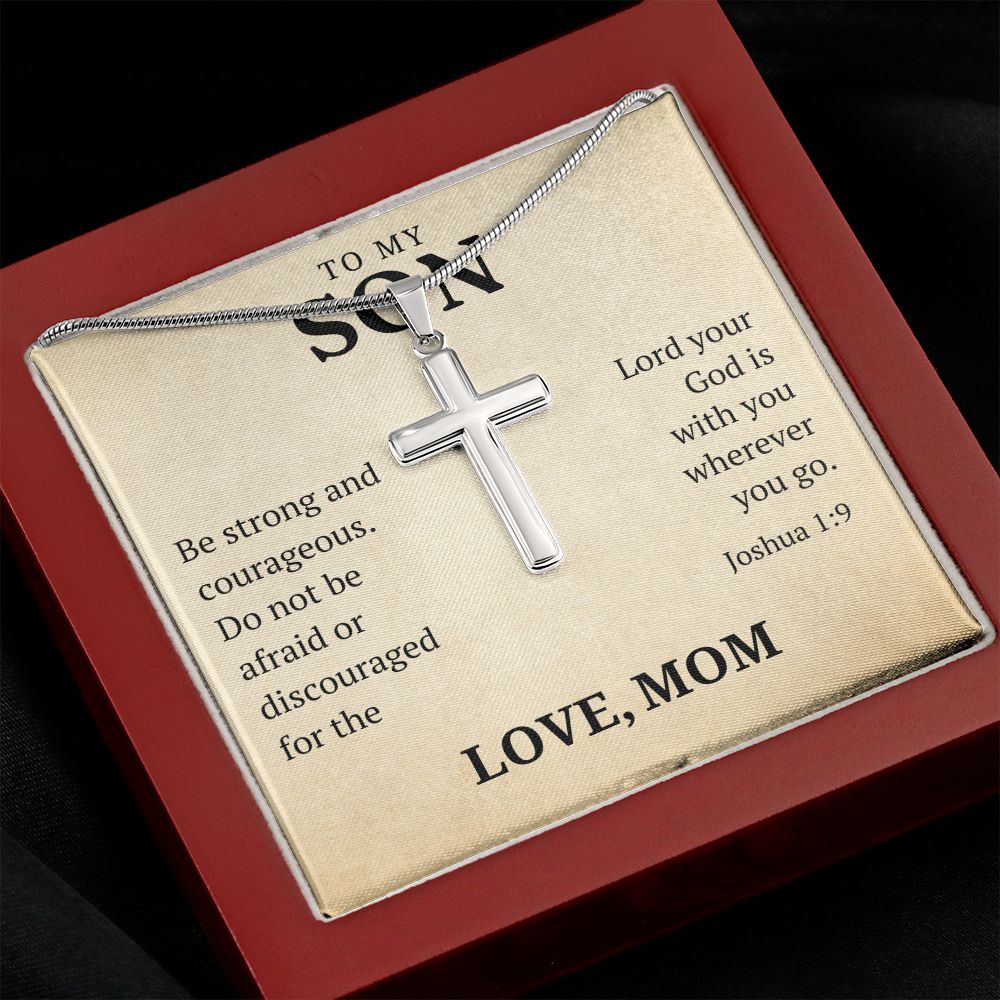 Christian Gift For Him - Son | Be Strong Cross Necklace 0804T3SSCN