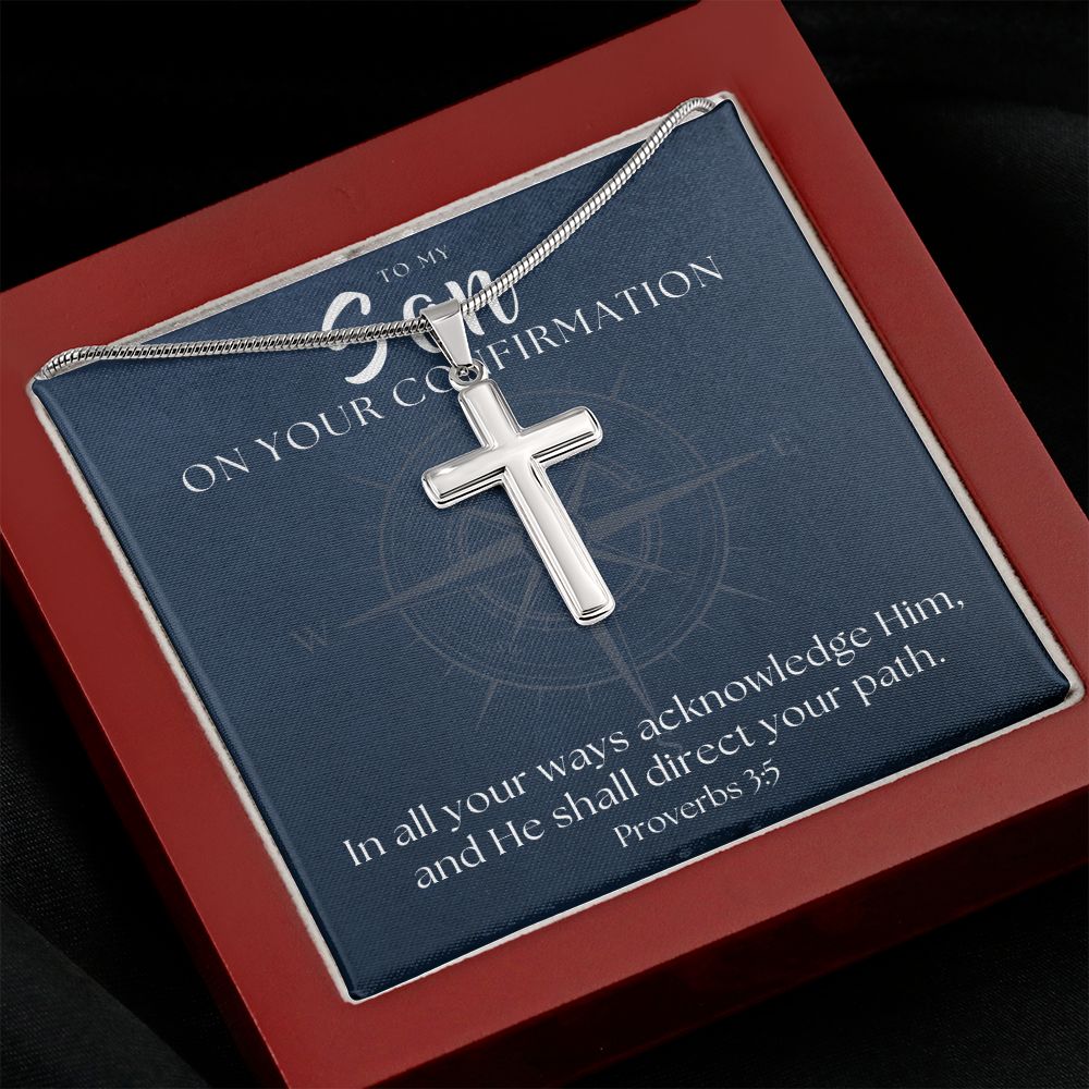 Confirmation Gift For Boy | Your Path Cross Necklace 0799SSCN