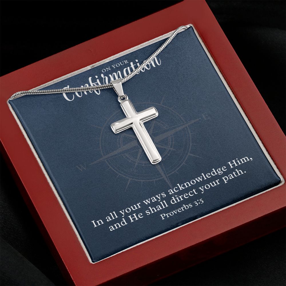 Confirmation Gift For Boy | Your Path Cross Necklace 0797T1SSCN