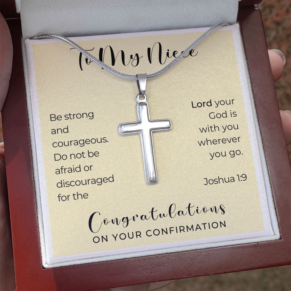 Confirmation Gift For Girl | Be Strong Cross Necklace 0824SSCN