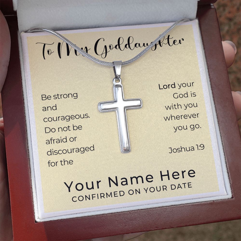 Personalized Confirmation Gift for Girl - Goddaughter | Cross Stainless Steel Necklace 0822T2SSCN
